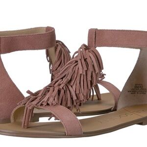 Sole Society Women's Champagne Pink Fringe Sandals